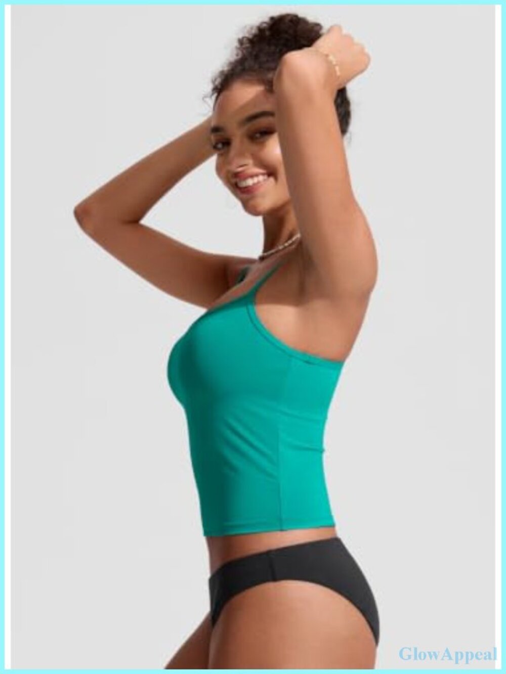 Scoop Neck Tankini Top With Removable Pads, A-D Cup, Racerback, Swim For Women View 3
